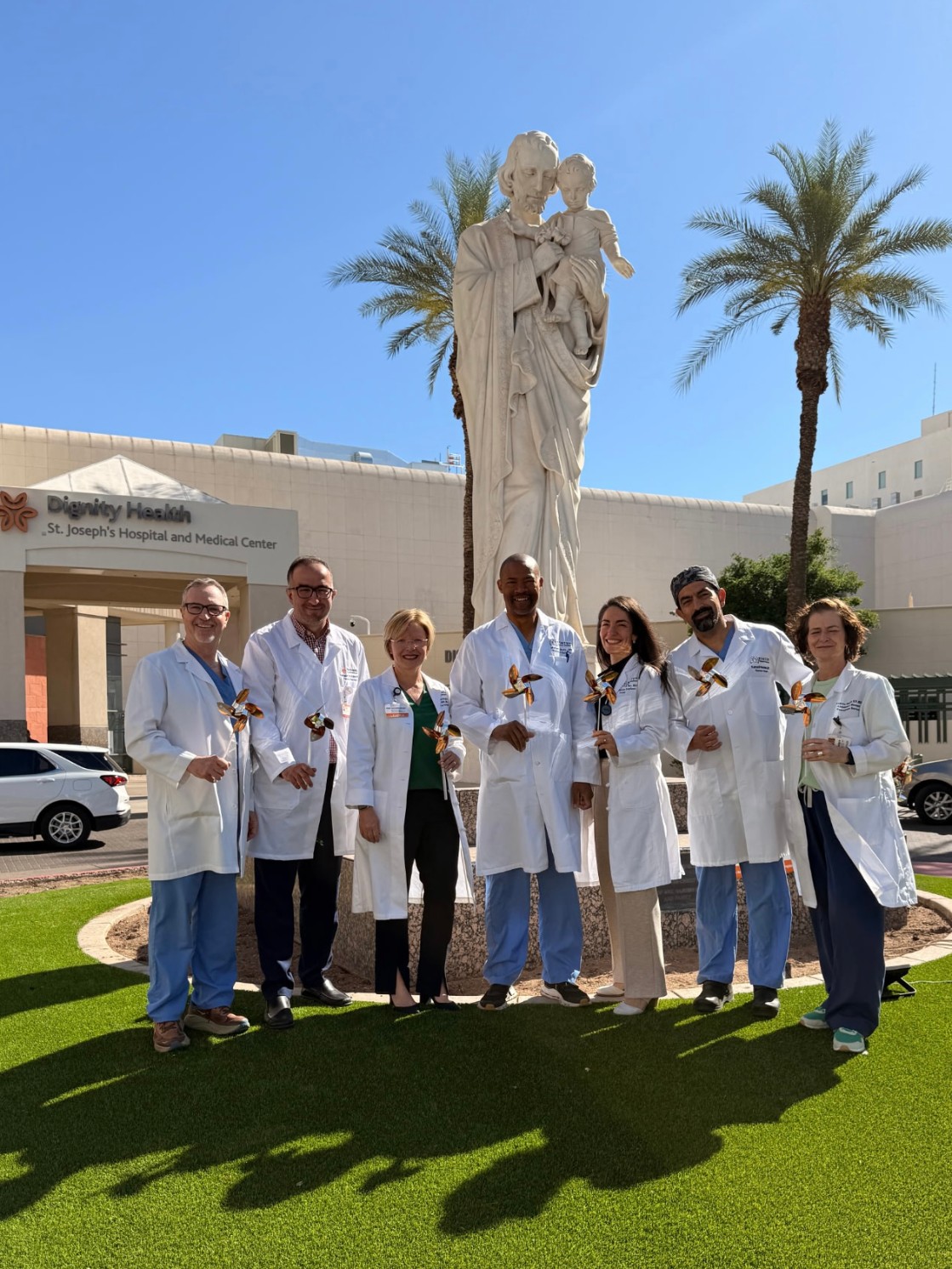 2,000 pinwheels were placed outside of Dignity Health St.Joseph’s Hospital and Medical Center