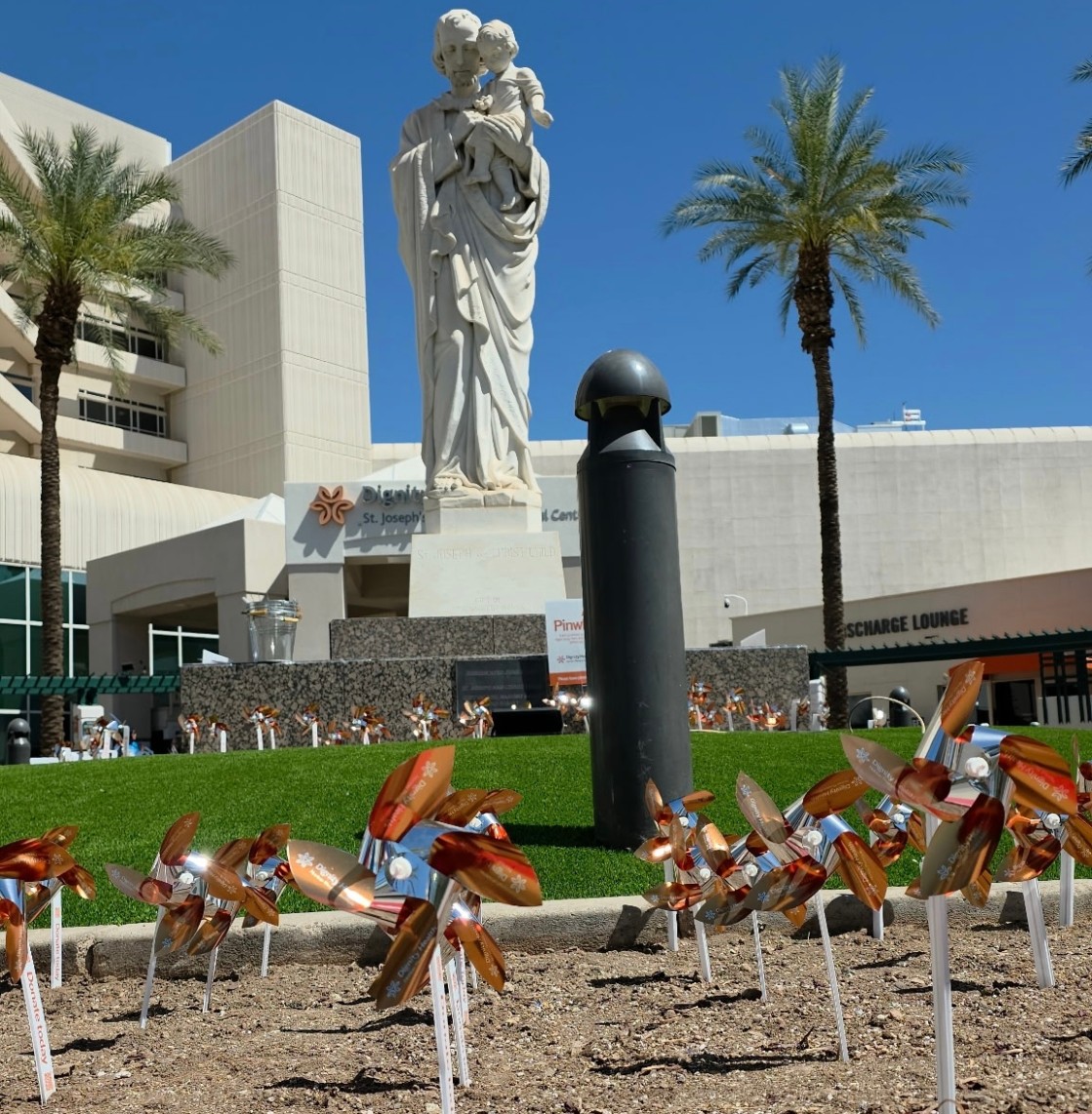 2,000 pinwheels were placed outside of Dignity Health St.Joseph’s Hospital and Medical Center