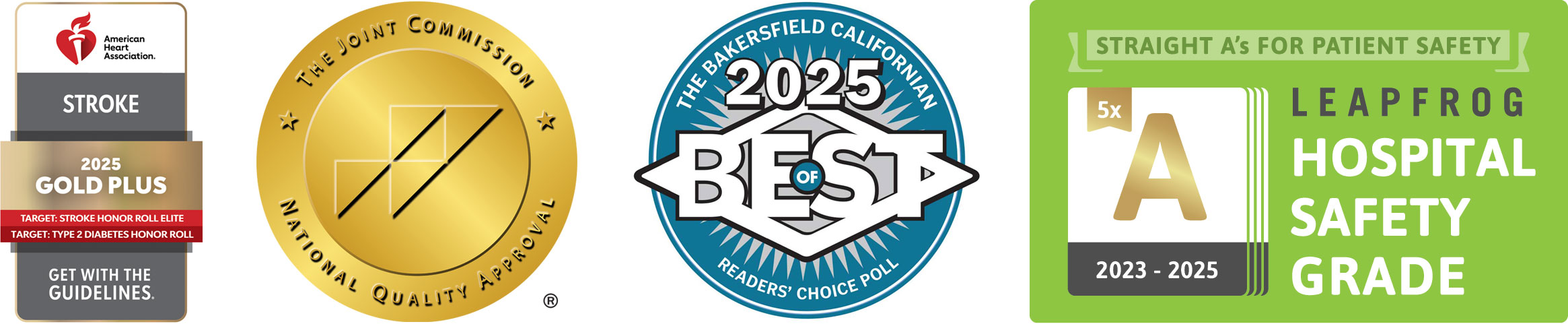 Logos for Recognized Stroke Excellence for Bakersfield Memorial Hospital