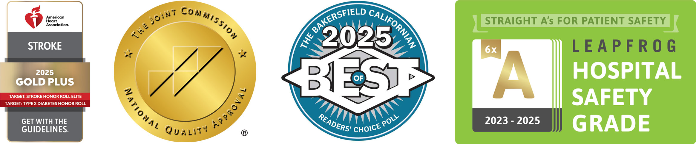 Logos for Recognized Stroke Excellence for Bakersfield Memorial Hospital