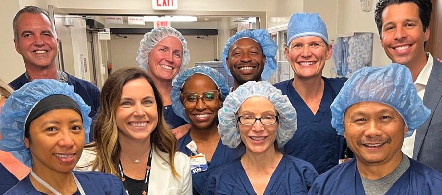 French Hospital Medical Center workers and providers looking at camera