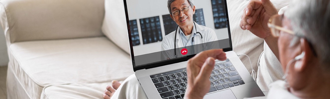 Physician on video call after normal hours