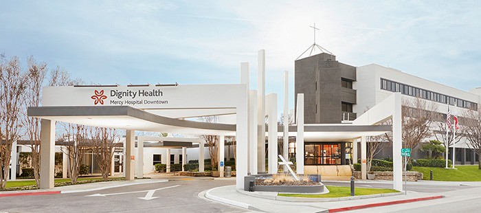 Exterior photo of Mercy Hospital Downtown in Bakersfield, CA