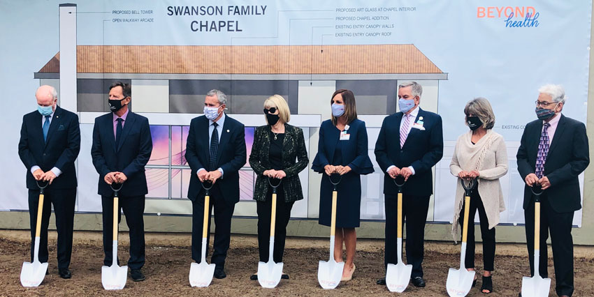 PHOTOS: Top - Swanson Family Chapel rendering; Bottom - French Hospital Medical Center Representatives participate in groundbreaking