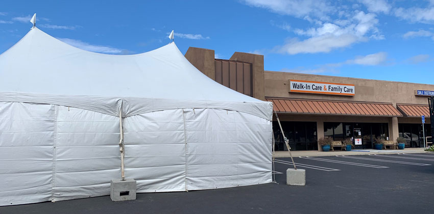 Triage tents at the Dignity Health Urgent Care in Lompoc