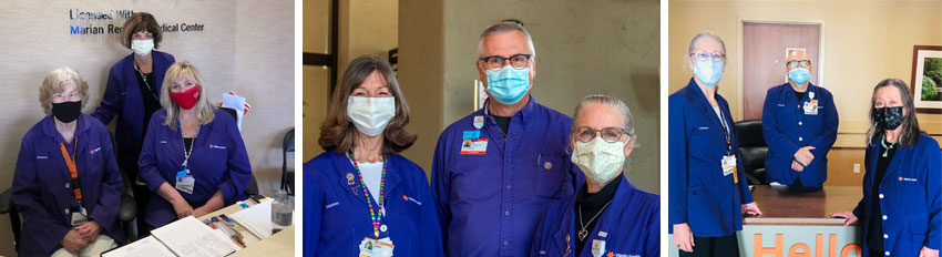 [PHOTOS:  Left-Volunteers at Arroyo Grande Community Hospital; Middle-Volunteers at French Hospital Medical Center; Right-Volunteers at Marian Regional Medical Center]