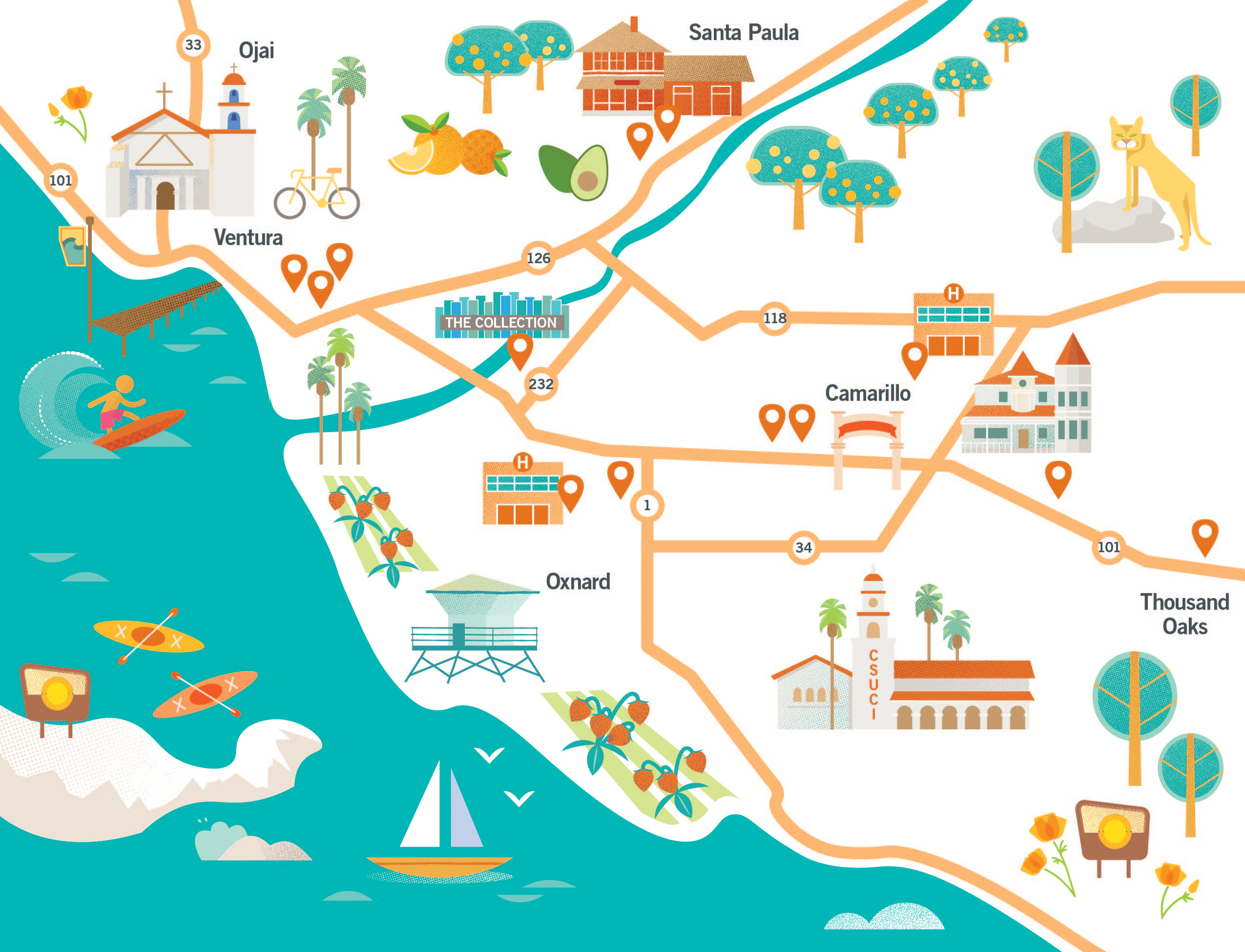 map of Ventura County with dignity health locations