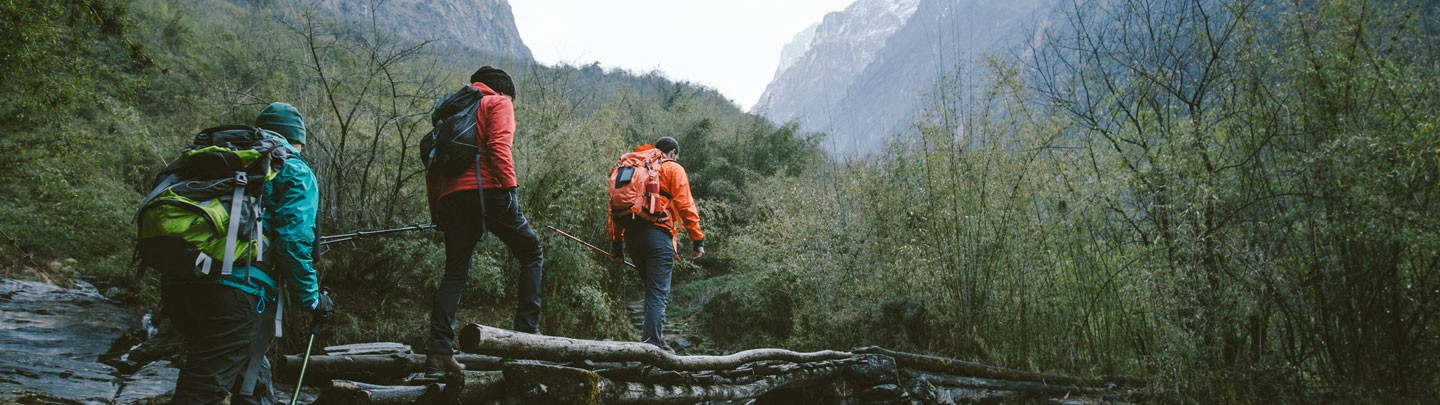 Hiking in the mountains.