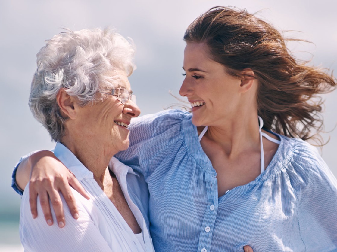 Senior woman with daughter outside