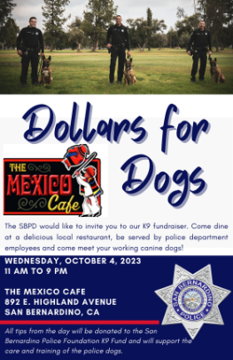 Dollars for Dogs SBPD K9 Fundraiser Poster